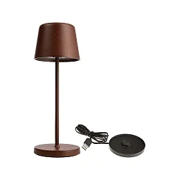 Lampe de table à accu BUNDLE CANIS MINI lot de 1, avec chargeur IP65, mat, rouille gradable
