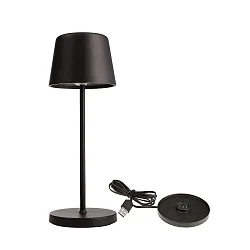 Lampe de table à accu BUNDLE CANIS MINI lot de 1, avec chargeur IP65, mat, noir gradable