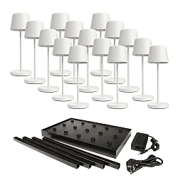 Lampe de table à accu CANIS MINI GASTRO avec variateur tactile, avec chargeur, 15 pièces IP65, mat, blanc trafic gradable