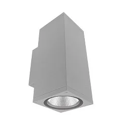 Projecteur de façade PRO SQUARE 100 UP&DOWN à 2 flammes, angulaire, CCT Switch IP65, gris clair gradable