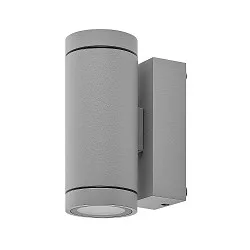 Projecteur de façade SHORELINE PRO GU10 ROUND UP&DOWN à 2 flammes, cylindrique, avec douille GU10 IP65, gris clair