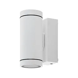 Projecteur de façade SHORELINE PRO GU10 ROUND UP&DOWN à 2 flammes, cylindrique, avec douille GU10 IP65, blanche