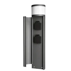 Colonne de prises ARAWAN 2 voies, rond, avec éclairage, commutable IP44, gris foncé 