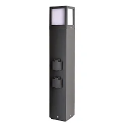 Colonne d’énergie FACADO SOCKET 65 2 voies, court, avec éclairage, commutable E27 IP54, gris foncé 