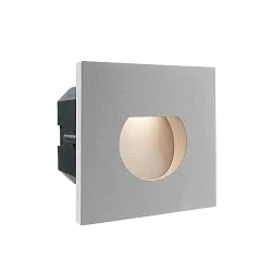 Cover ROUND for recessed LED wall luminaire LIGHT base II COB outdoor, 10 x 10cm, beam angle 63°, aluminum, silver grey