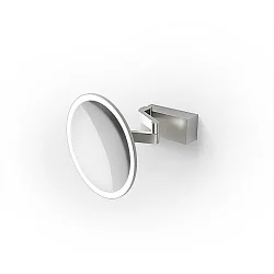 Miroir avec éclairage VISION R miroir avec grossissement 5x IP44, acier inoxydable mat 
