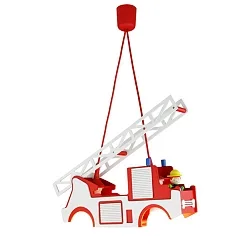 Luminaire à suspension FEUERWEHR MIT FRED à 2 flammes E27 IP20, rouge