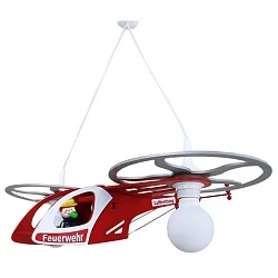 Luminaire à suspension FEUERWEHR HELIKOPTER MIT FRED à 2 flammes E27 IP20, rouge, argent
