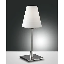 Lampe de table LUCY BIG avec interrupteur E14 IP20, nickel satiné, blanche