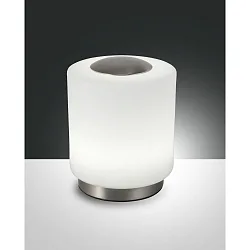 Lampe de table SIMI cylindrique, dimmable IP20, nickel satiné gradable