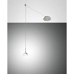 Luminaire à suspension ISABELLA à 1 flamme IP20, aluminium, chrome, nickel satiné, satiné gradable