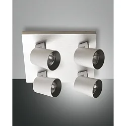 Spot MODO 4 flammes, réglable GU10 IP20, aluminium brossé gradable