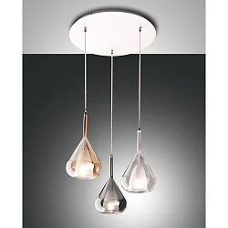 Luminaire à suspension LILA 3 flammes E27 IP20, ambre, couleurs fumée, transparent, blanche gradable