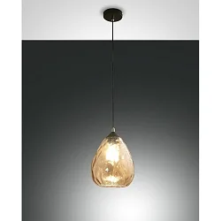 Luminaire à suspension GISELLA petit, rond E27 IP20, ambre, noir  gradable
