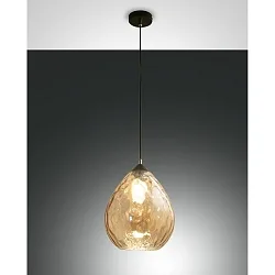 Luminaire à suspension GISELLA grand, rond E27 IP20, ambre, noir  gradable