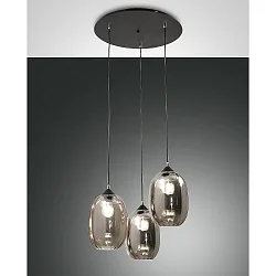 Luminaire à suspension INFINITY 3 flammes, contrôlable par la voix E27 IP20, couleurs fumée, noir gradable