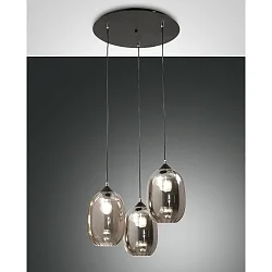 Luminaire à suspension INFINITY 3 flammes E27 IP20, couleurs fumée, noir  gradable
