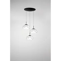Luminaire à suspension BRENA 3 flammes, rond IP20, noir gradable