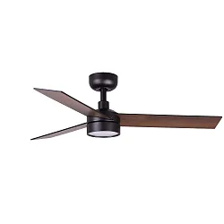 Ventilateur plafonnier RUDDER 3 S avec télécommande IP20, noir mat, noisette