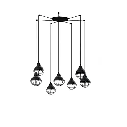 Luminaire à suspension CLAIRE 7 flammes E27 IP20, noir brillant 