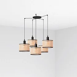 pendant luminaire MAMBO 5 flames E27 IP20, black matt 