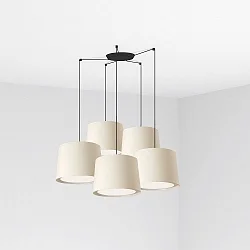 pendant luminaire CONGA 5 flames E27 IP20, black matt, white 
