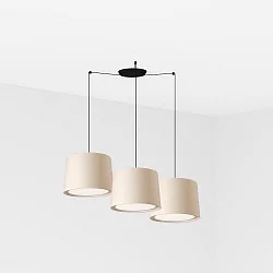 Luminaire à suspension CONGA 3 flammes E27 IP20, beige, noir mat 