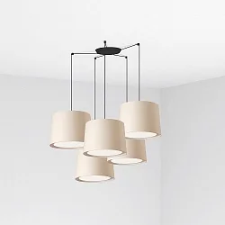 Luminaire à suspension CONGA 5 flammes E27 IP20, beige, noir mat 