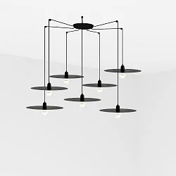 pendant luminaire PLAT 7 flames E27 IP20, black matt 