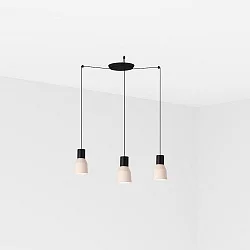 Luminaire à suspension KOMBO 3 flammes E27 IP20, beige, noir mat 