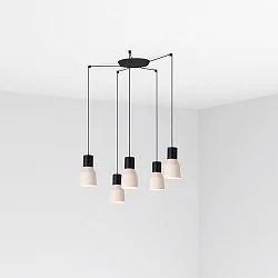 Luminaire à suspension KOMBO 5 flammes E27 IP20, beige, noir mat 