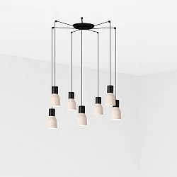 Luminaire à suspension KOMBO 7 flammes E27 IP20, beige, noir mat 