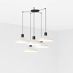 pendant luminaire KOMBO 5 flames E27 IP20, beige, black matt 