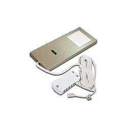 Eclairage sous meuble LED SLIM-PAD F avec capteur, avec prise de courant, dimmable IP20, acier inoxydable