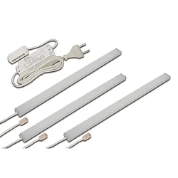 3pc. set of under-cabinet luminaire LED ADD-ON Mini + LED transformer LED 24 / 15W, 4.3W 3000K 280lm 110°, alu