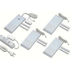 4pc. set of LED L-Pad 7.5W 4000K, with IR-dimmer + LED transformer 24/15W/30W, white