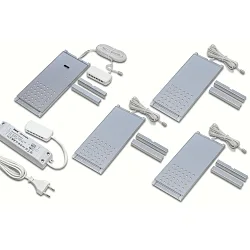 Applique et plafonnier LED L-PAD dimmable, lot de 4, contrôlable avec des gestes, aluminium, transparent