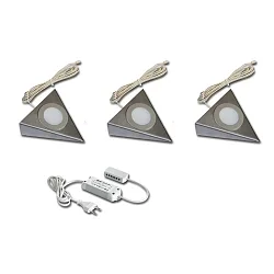 Eclairage sous meuble UL 2-LED F angulaire, lot de 3 IP20, acier inoxydable, opale  15W 210lm 4000K CRI 90-100 12.4cm
