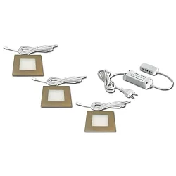 Lumière encastrée FQ 68-LED angulaire, lot de 3, avec prise de courant IP20