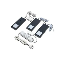 Applique et plafonnier LED SLIM-PAD F lot de 3, dimmable, contrôlable avec des gestes IP20, opale, noir  gradable