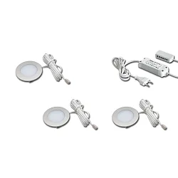 3pc. set of FR 55-LED 3W 3000K, stainless steel look + LED transformer LED 24 / 15W