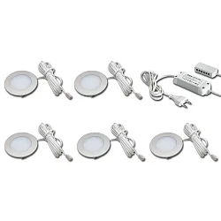 5pc. set of FR 55-LED 3W 3000K, stainless steel look + LED transformer LED 24 / 30W