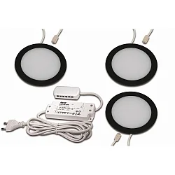 Luminaires pour meuble FAR 68 rond, conducteur inclus, lot de 3 IP20, noir gradable