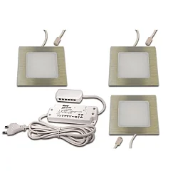 Lumière encastrée FAQ-68 angulaire, lot de 3 IP20, acier inoxydable, opale  12W 810lm 4000K >80° >80° CRI 90-100