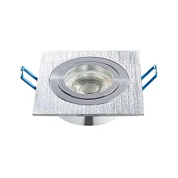 Recessed spot DL7801, SQUARE, GU10 & GU5.3, LED max. 8W, IP20, swiveling, brushed aluminum