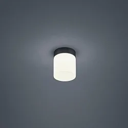 Luminaire de plafond KETO cylindrique, commutable, avec diffuseur IP44, noir mat 