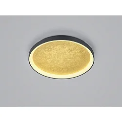 Luminaire de plafond MORI CCT Switch, avec diffuseur IP20, noir mat, feuille d'or gradable