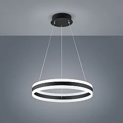 Luminaire à suspension LIV 60 haut bas, forme de l'anneau IP20, noir mat gradable