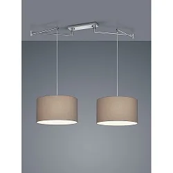 Pendant luminaire CERTO 2, 2 flames, E27, IP20, chrome / mocca