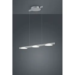 Luminaire à suspension POLE 3 flammes IP20, nickel mat, satiné, anodisé gradable